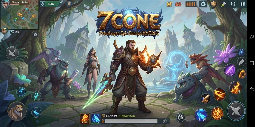 Screenshot menampilkan pertarungan epik dalam 7CONE yang menarik.