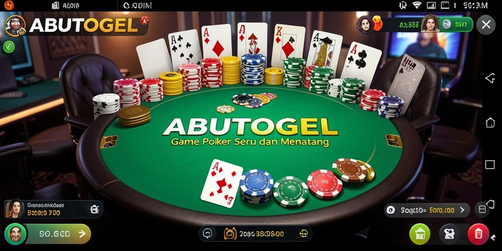 Screenshot gameplay ABUTOGEL menampilkan suasana meja Poker yang mendebarkan.