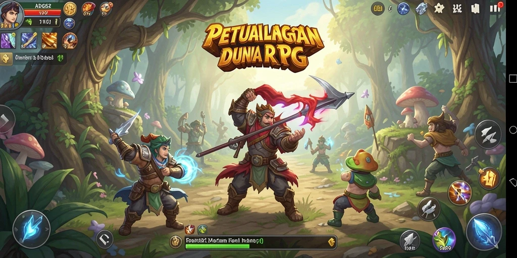 Screenshot utama ADG62 menunjukkan pertarungan epik dalam dunia RPG.