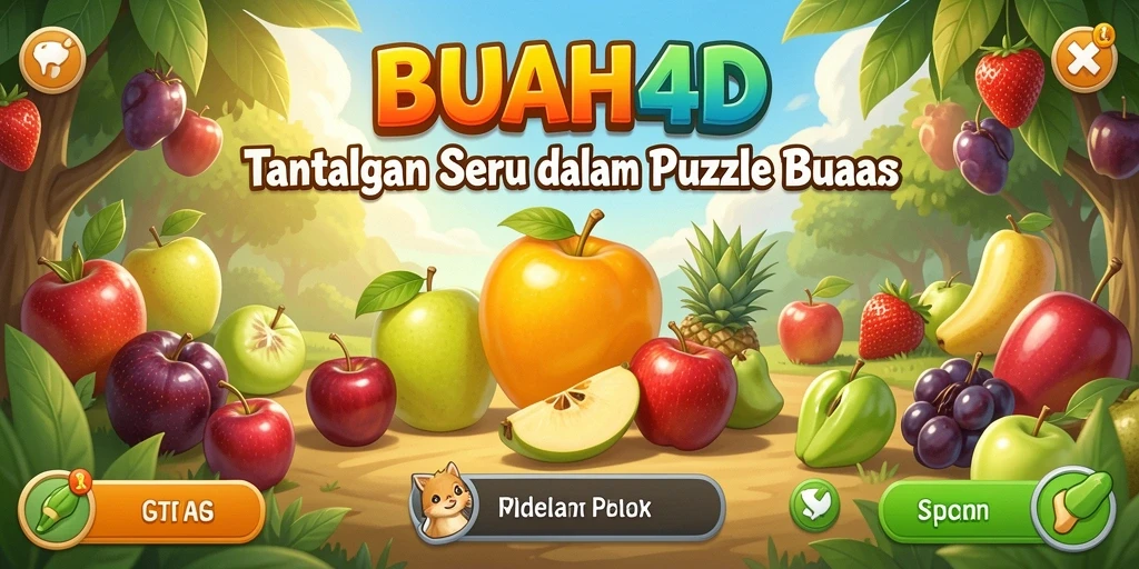 Tampilan penuh warna dari gameplay BUAH4D yang menyenangkan.