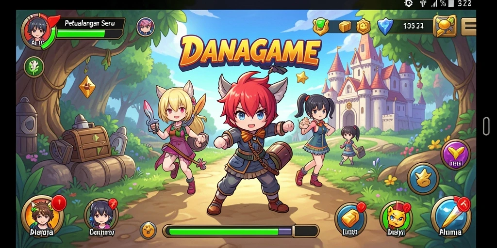 Screenshot DANAGAME menampilkan aksi seru dan karakter unik dalam gameplay.