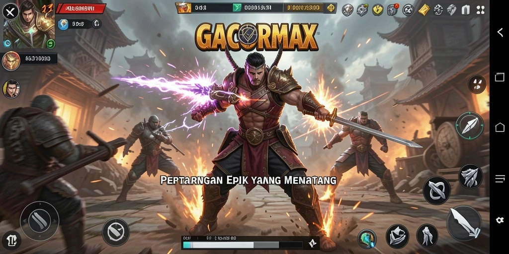 Gameplay seru GACORMAX dengan pertarungan yang intens.