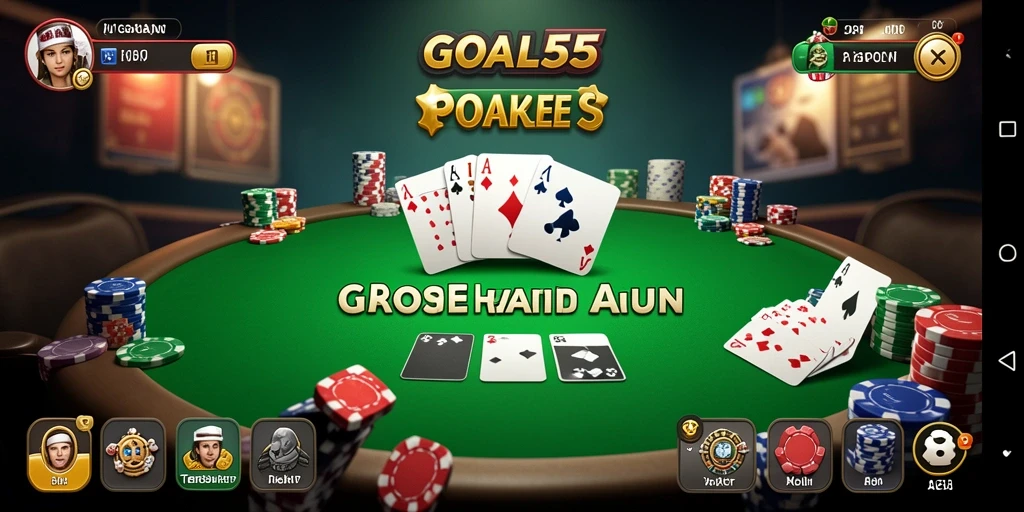 Tampilan gameplay seru dari GOAL55 yang penuh aksi Poker.