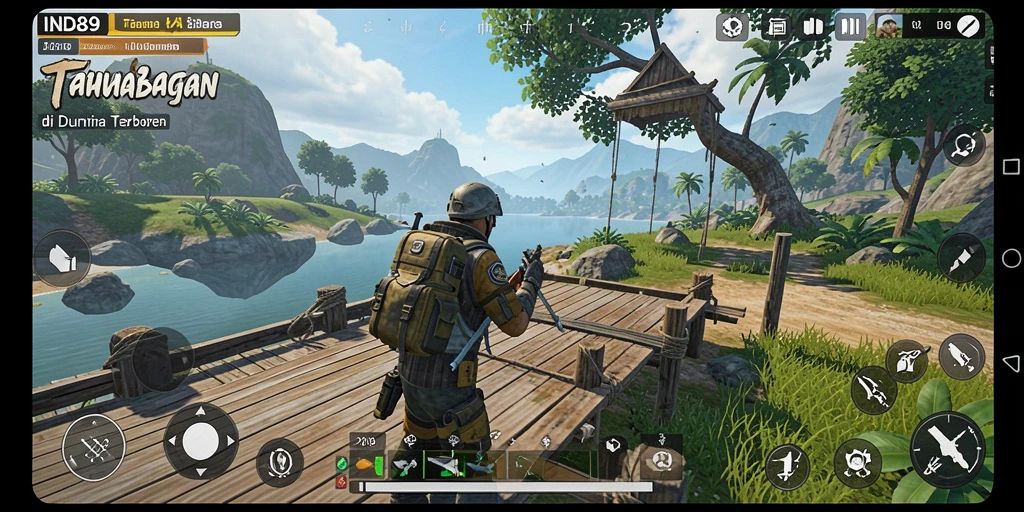 Tampilan gameplay yang menggambarkan dunia terbuka yang luas dan interaktif.