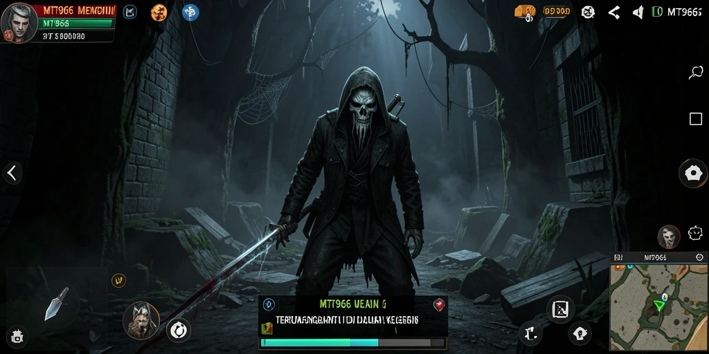 Screenshot gameplay menampilkan momen menyeramkan di dalam rumah angker.