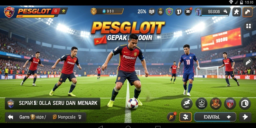 Screenshot gameplay PESGSLOT menampilkan aksi sepak bola yang mendebarkan.