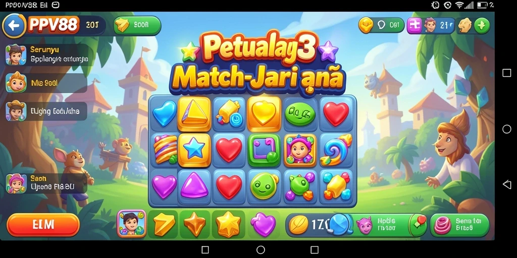 Tampilan gameplay PPV88 dengan petualangan Match-3 yang seru.