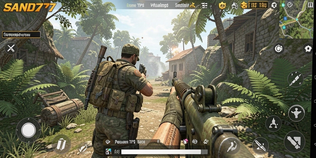 Tampilan gameplay intens dari SAND77 yang penuh aksi