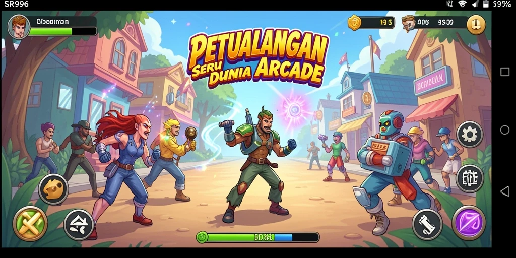 Tampilan gameplay SR996 yang penuh aksi dan warna-warni.