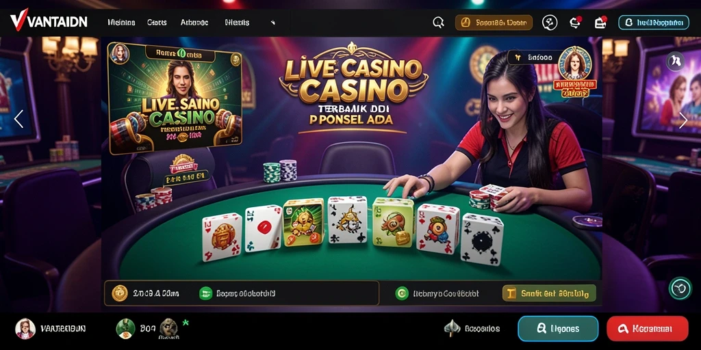 Screenshot utama VANTAIDN menampilkan dealer profesional dan permainan yang seru.